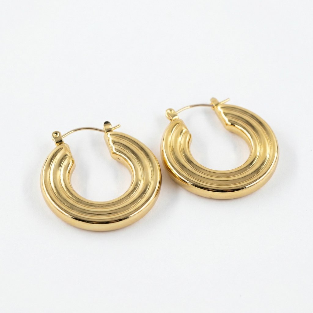 [A-082] Arracada Chapa de oro 18K · A-082
