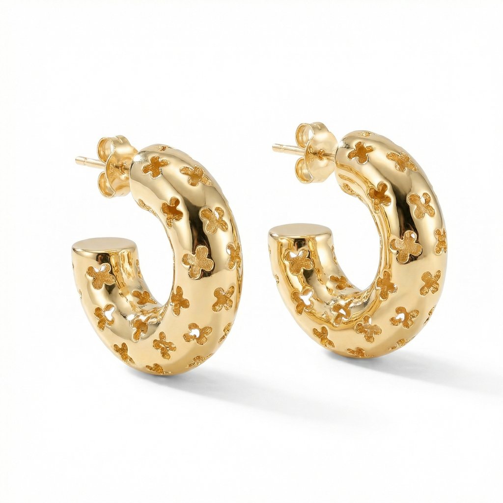 [A-237] Arracada Chapa de oro 18K · A-237